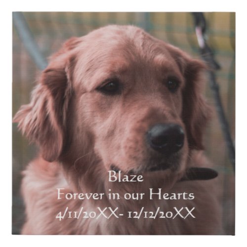 Personalize Photo Pet Memorial Keepsake Faux Canvas Print