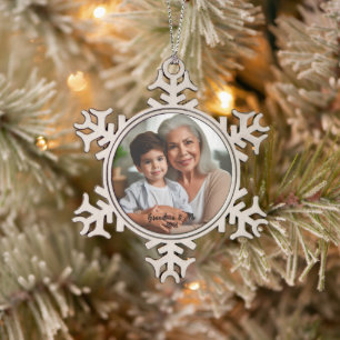 Personalize Photo Snowflake Framed Ornament