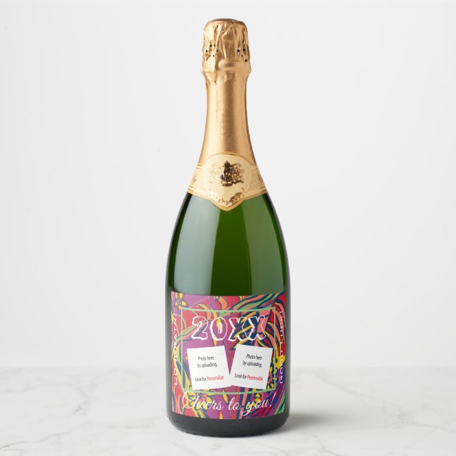 Personalize Photo Sparkling Wine Beverage Label Se (Front)