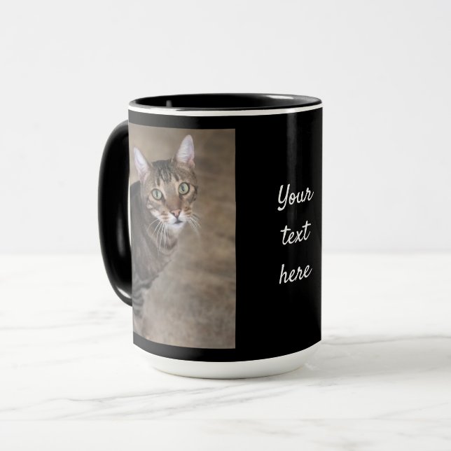 Personalize PHOTO & TEXT black Coffee Gift Mug (Front Left)