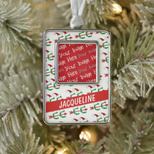 PERSONALIZE Photo Text Christmas Cross Country Ornament