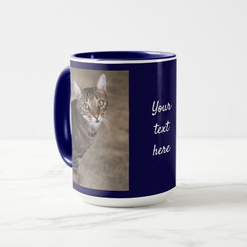 Personalize PHOTO  TEXT Navy Blue Coffee Gift Big Mug