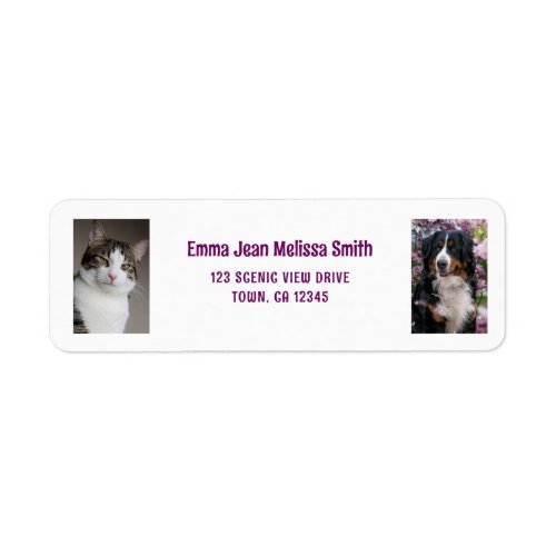 Personalize Photos Cat Dog Modern Return Address Label