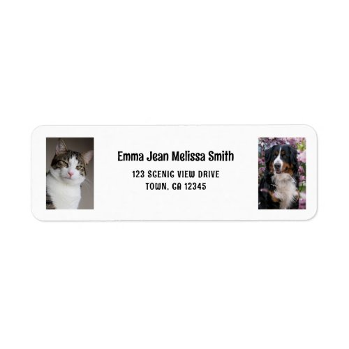 Personalize Photos Cat Dog Modern Return Address Label