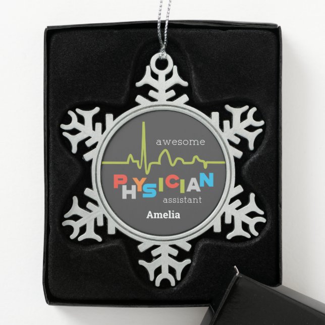 Personalize, Physician Assistant Week Awesome Snowflake Pewter Christmas Ornament (Box)
