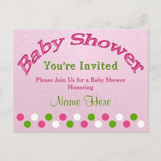 Personalize Pink and Green Baby Shower Invitations (Front)