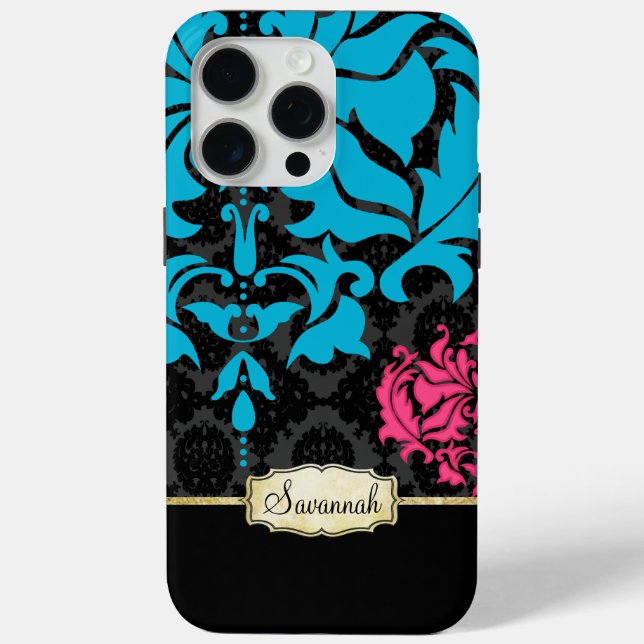 Personalize Pink Aqua Black and Gold iPhone 5 Case (Back)
