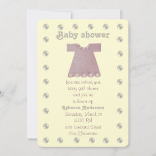 Personalize, Pink baby girl dress Invitation