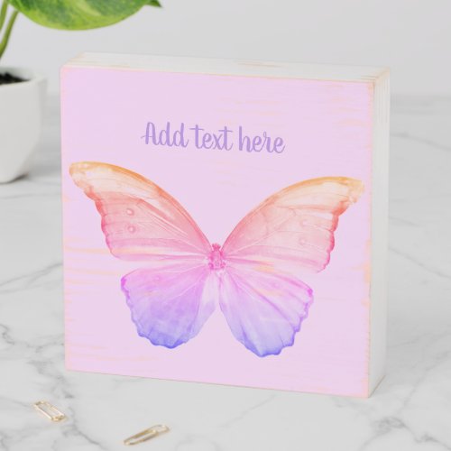 Personalize Pink Butterfly Wooden Box Sign