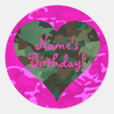 Neon Hot  Pink camo heart with 1 Girl Sticker message me for a custom sticker 