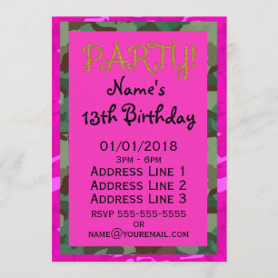 Personalize - Pink Camo Invitation