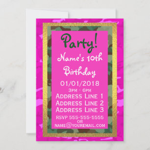 Personalize - Pink Camo Invitation