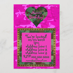 Personalize - Pink Camo Invitation