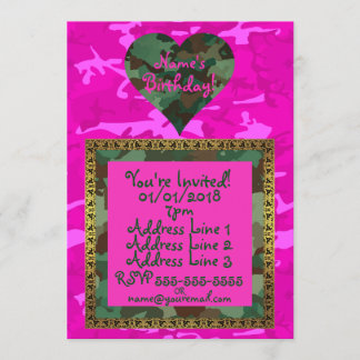 Personalize - Pink Camo Invitation