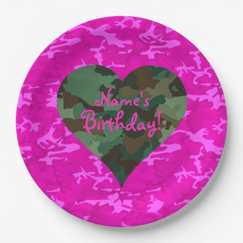 Personalize _ Pink Camo Paper Plates