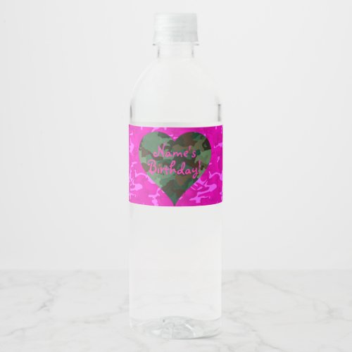 Personalize _ Pink Camo Water Bottle Label