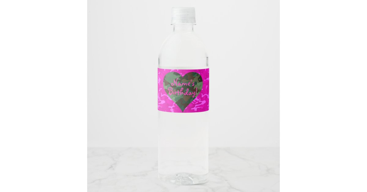 Personalize - Pink Camo Water Bottle Label | Zazzle