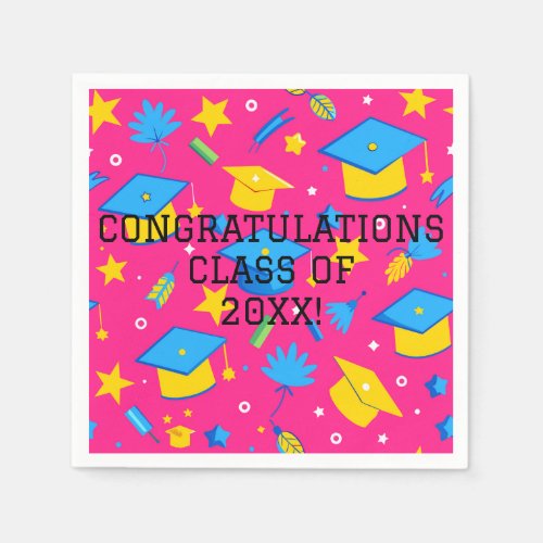 Personalize Pink Class of Graduation Party  Napkins