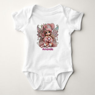 Personalize Pink Fairy Baby Bodysuit
