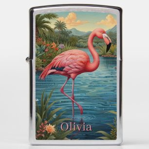 Personalize Pink flamingo Zippo Lighter