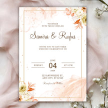 Personalize Pink floral wedding Invitation