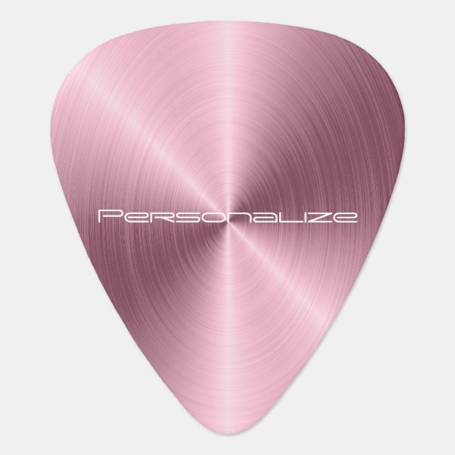 Personalize Pink Metallic Print Guitar Pick (Front)