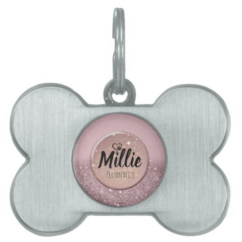 Personalize Pink Millie Silver Pet Charm  Pet ID Tag