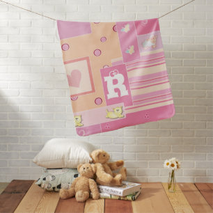 Personalize Pink Orange Sheep Cat Bubbles Stripe   Baby Blanket