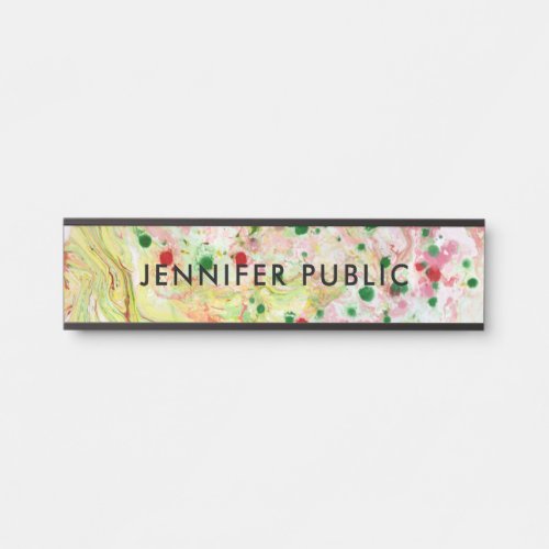 Personalize Pink Red Yellow Green Purple Modern Door Sign