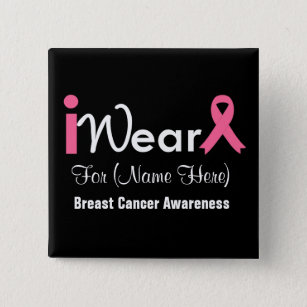 Personalize Pink Ribbon Breast Cancer Pinback Button