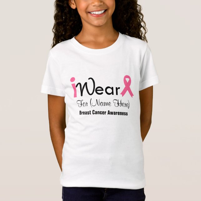 Personalize Pink Ribbon Breast Cancer T-Shirt (Front)