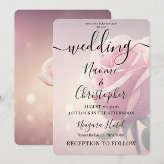 PERSONALIZE: Pink Rose Wedding Invitation