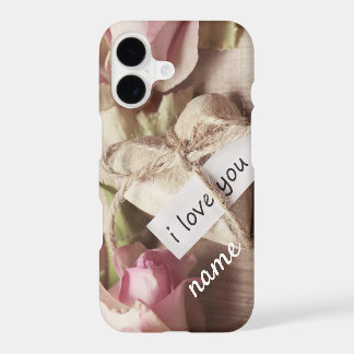 Personalize Pink Roses with Heart Design iPhone 17 Case