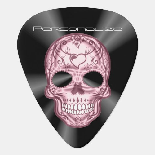 Personalize Pink Sugar Skull  Guitar Pick