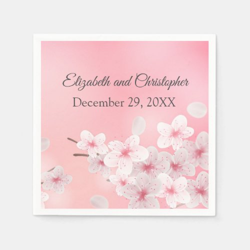 Personalize Pink White Floral Wedding Bridal Showe Napkins