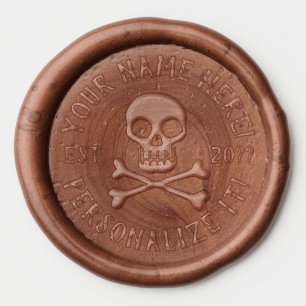 PERSONALIZE Pirate Skull and Crossbones Wax Seal Sticker