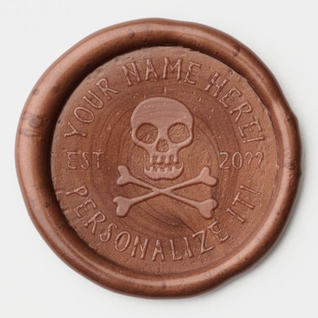 PERSONALIZE Pirate Skull and Crossbones Wax Seal Sticker (Front)