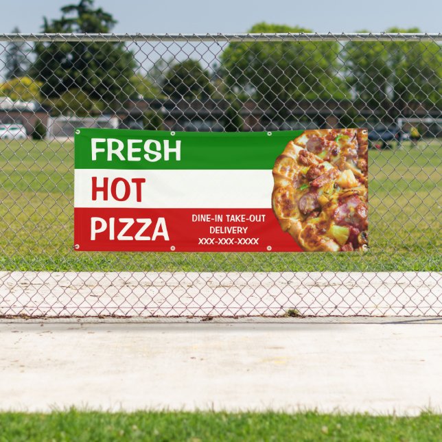 Personalize Pizza Shop Italian Flag Pizza Pic Larg Banner (Insitu)