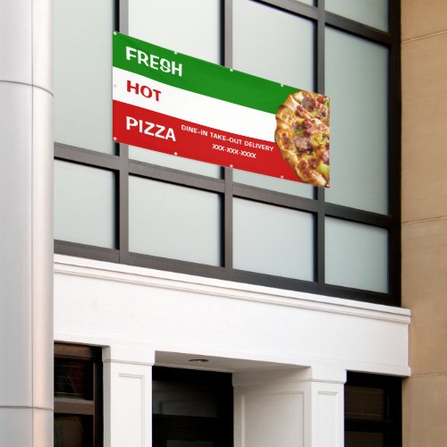 Personalize Pizza Shop Italian Flag Pizza Pic Larg Banner