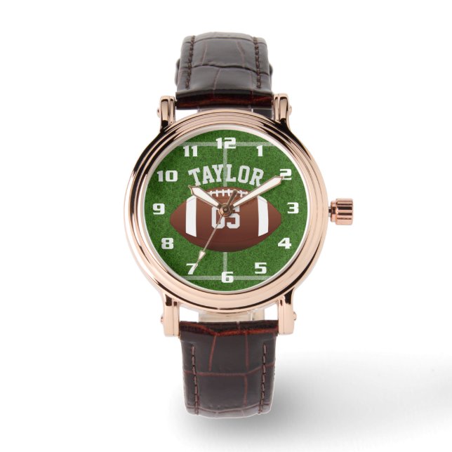 Personalize player Name and Number Cool Football Watch (Front)