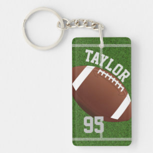 Personalize player Name and Number Football Keychain