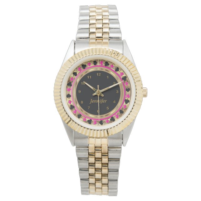 Personalize Poker Player in Pink Watch (Front)