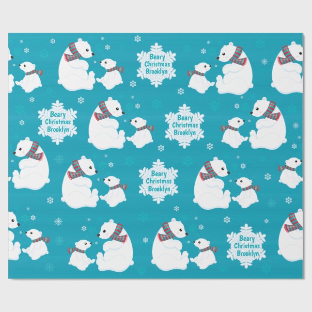 Personalize Polar Bear Wrapping Paper (Flat)
