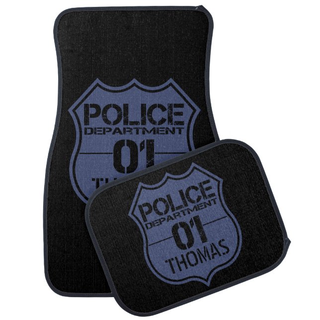 Personalize Police Department Shield 01 - Any Name Car Mat (Set)