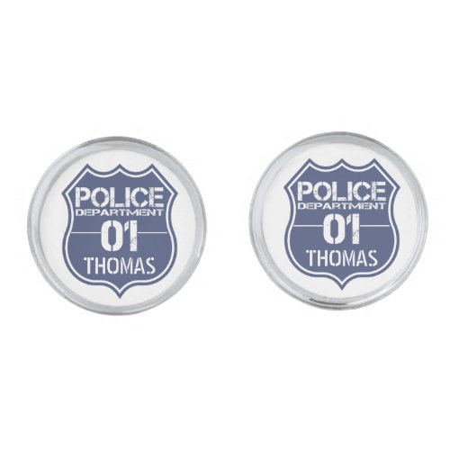 Personalize Police Department Shield 01 _ Any Name Cufflinks