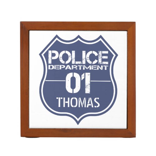 Personalize Police Department Shield 01 _ Any Name Desk Organizer
