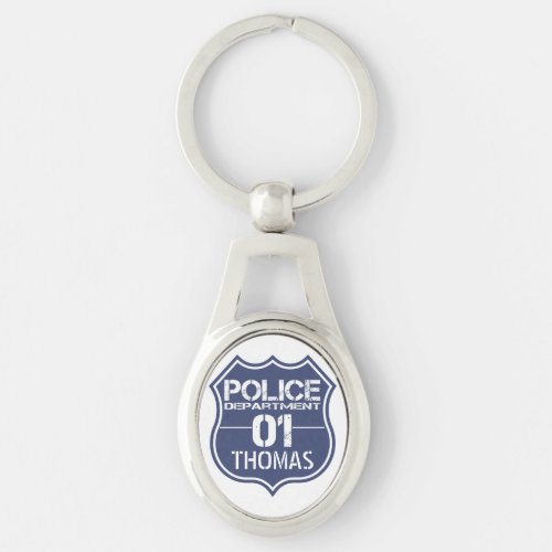 Personalize Police Department Shield 01 _ Any Name Keychain