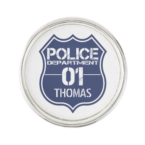 Personalize Police Department Shield 01 _ Any Name Lapel Pin
