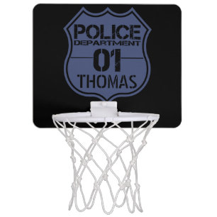 Personalize Police Department Shield 01 - Any Name Mini Basketball Hoop