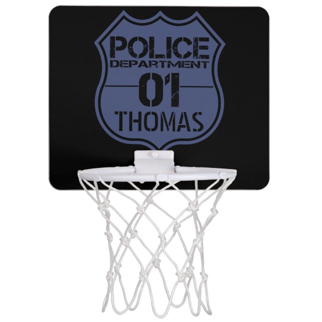 Personalize Police Department Shield 01 - Any Name Mini Basketball Hoop (Front)